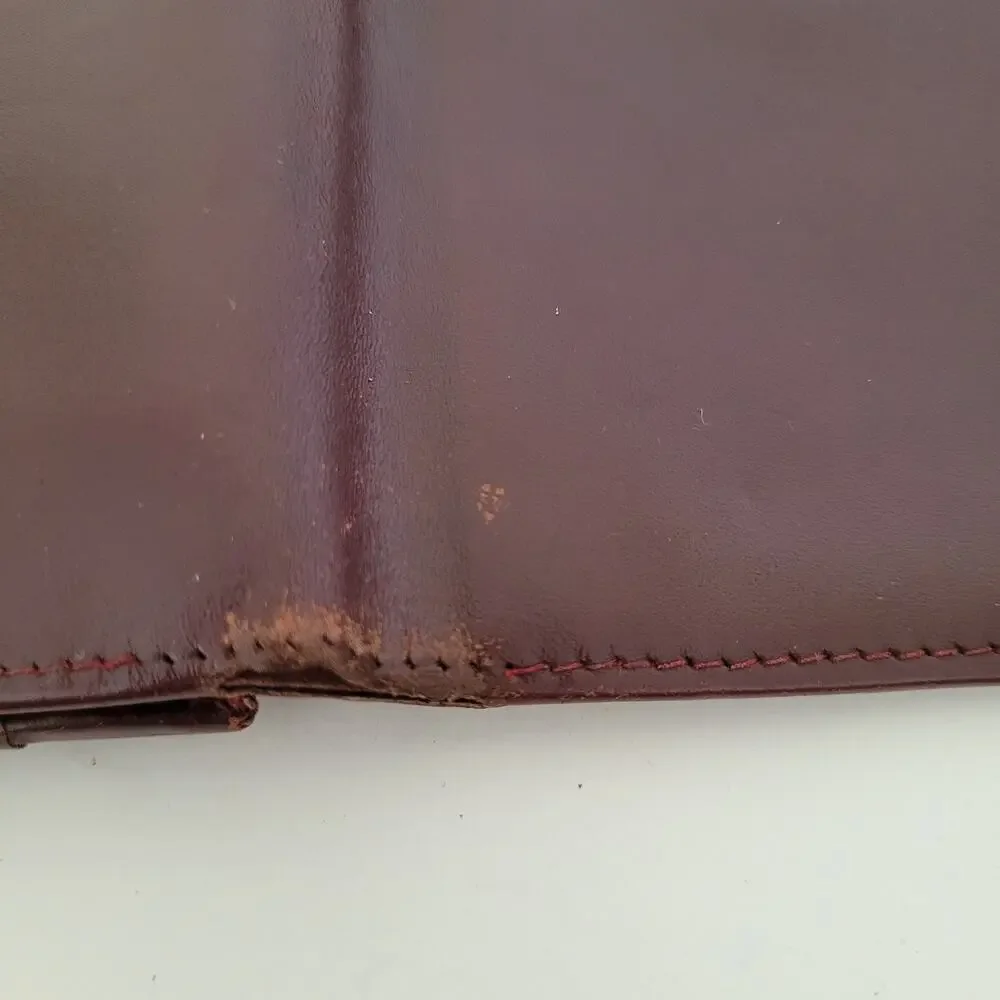 Cartier Vintage Bifold Leather Bordeaux Red Wallet Large Credit Card Bill Slim